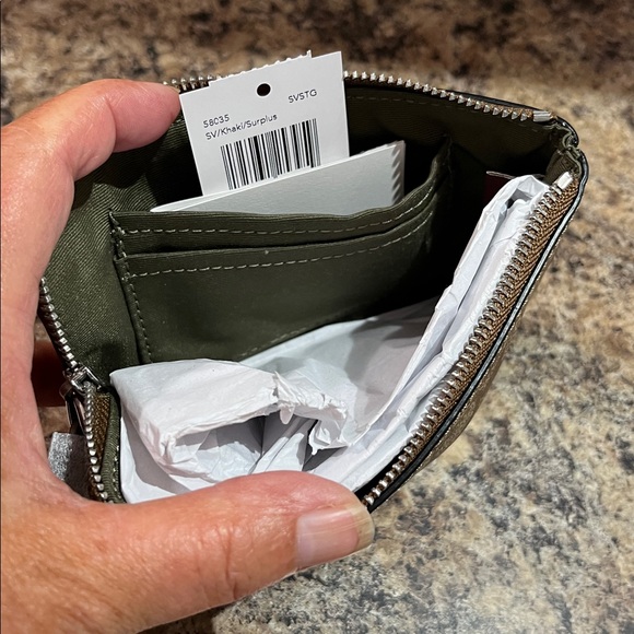 Coach Signature Coated Canvas Corner Zip Wristlet - Picture 5 of 5